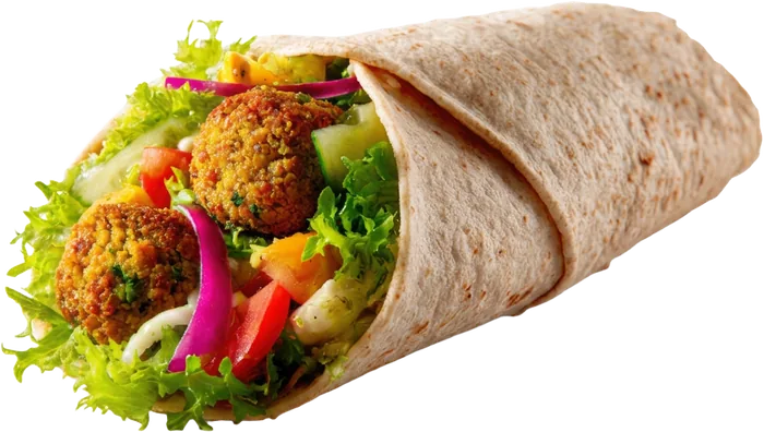Falafelrulle – Falafel, sallad och sås i tunnbröd